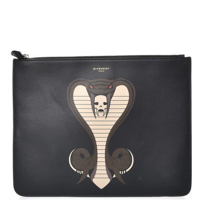 Givenchy Calfskin Cobra Print Zip Pouch Black 1 of 8