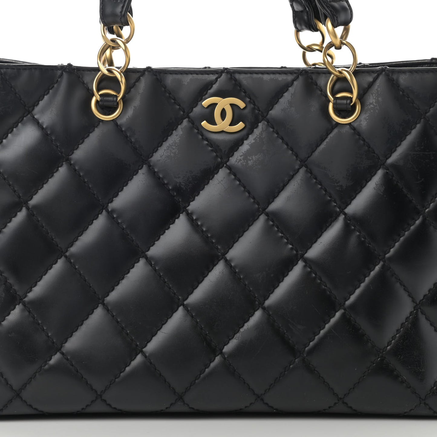 Calfskin Stitch Surpique Tote Black