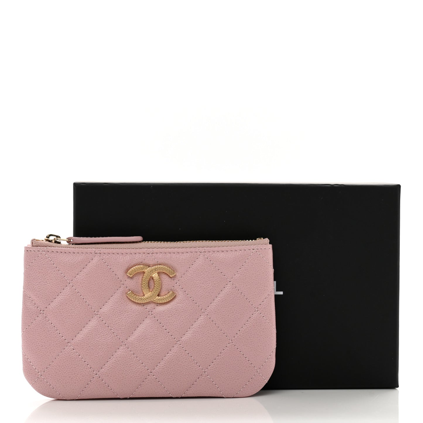 Caviar Quilted Studded CC Small Cosmetic Case Light Pink