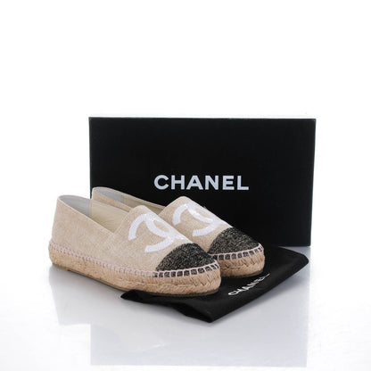 Chanel Toile Sequin CC Espadrilles 36 Beige Black 7 of 7