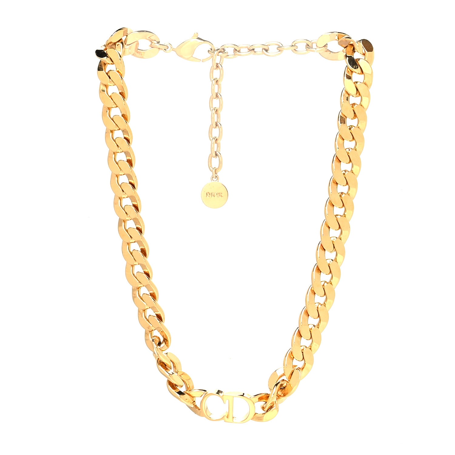 Christian Dior Metal Danseuse Etoile Chain Choker Necklace Gold 3 of 5