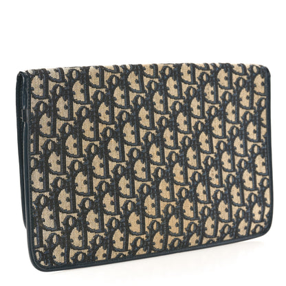 Christian Dior Monogram Flap Clutch Navy Blue 3 of 9