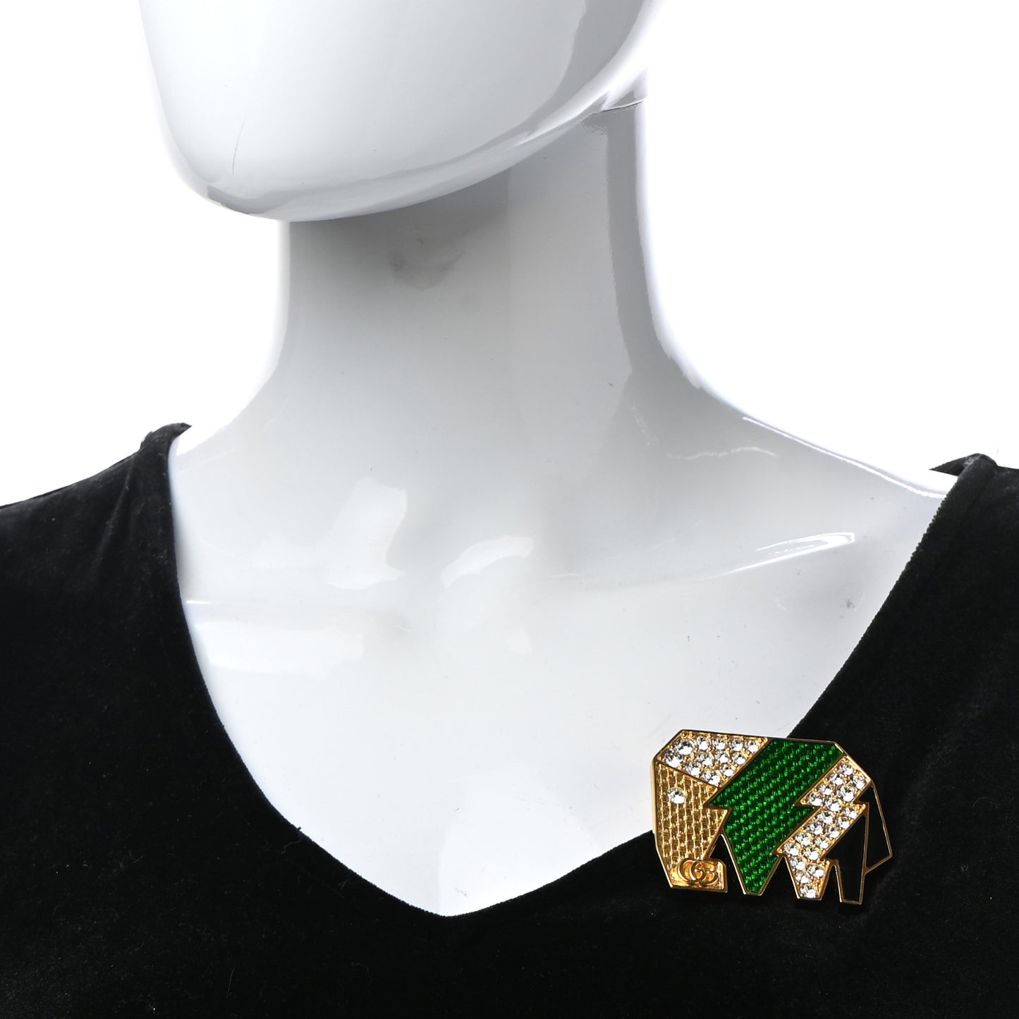 Crystal Elephant Brooch Green