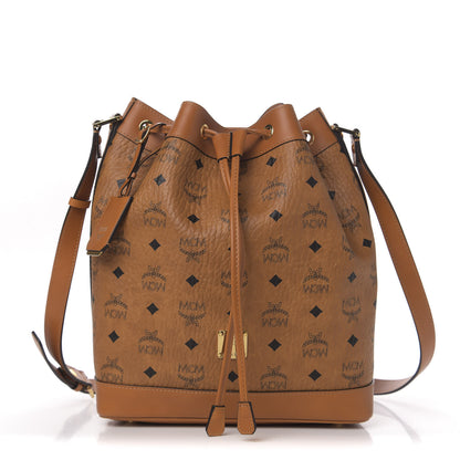 MCM Visetos Small Heritage Drawstring Bucket Bag Cognac 1 of 10