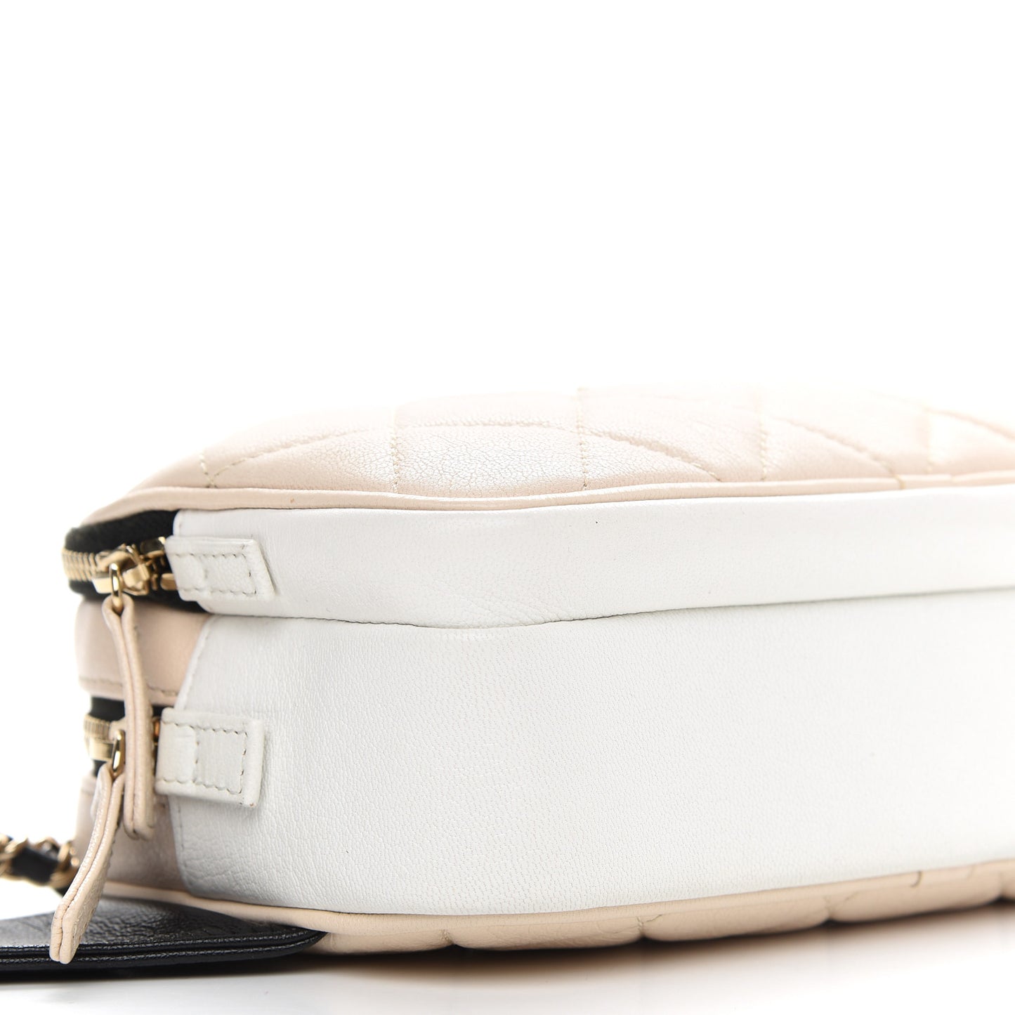 Goatskin Quilted Waist Bag Beige White Black