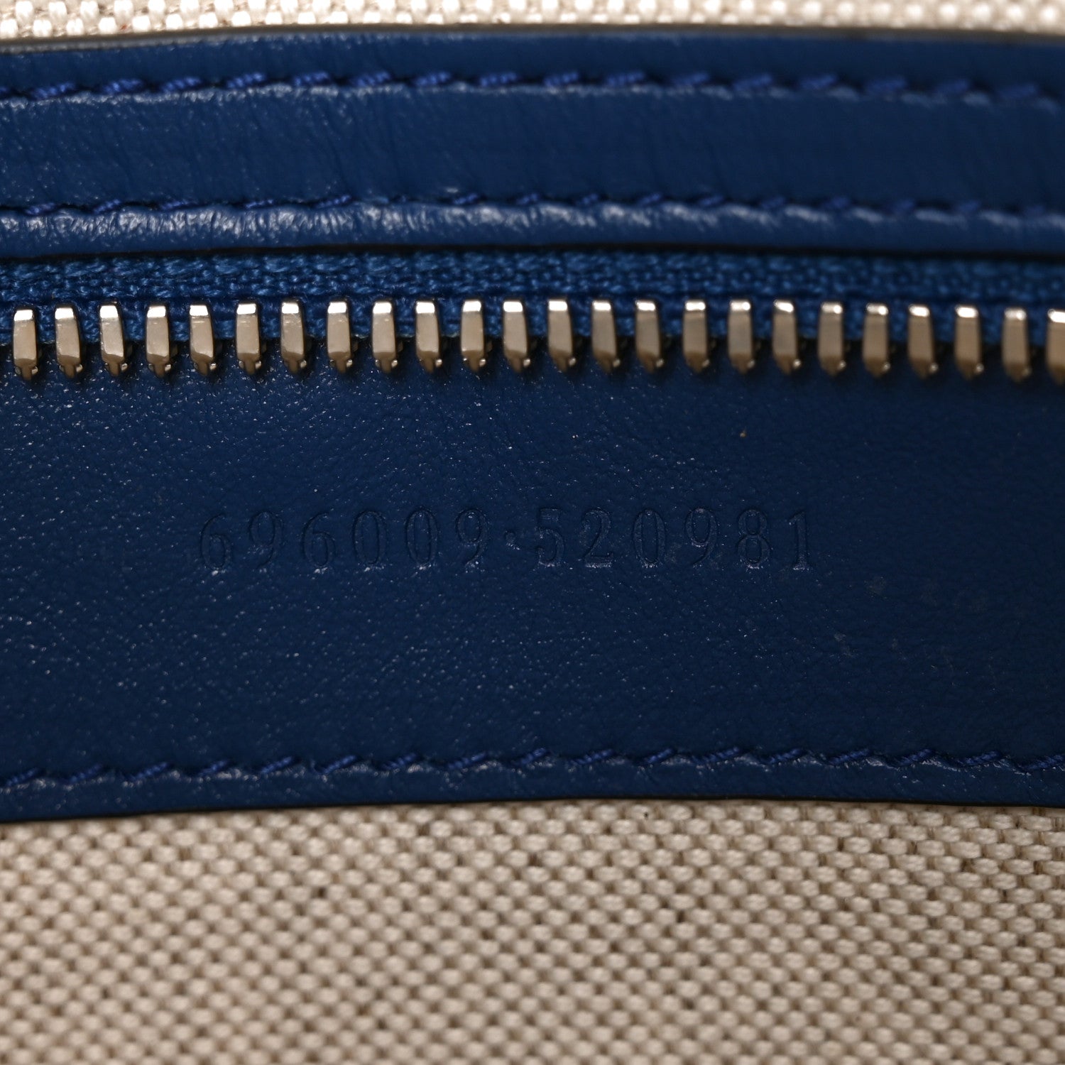Gucci Calfskin GG Tennis Embossed Medium Wristlet Messenger Bag Intense Metal Blue 6 of 10