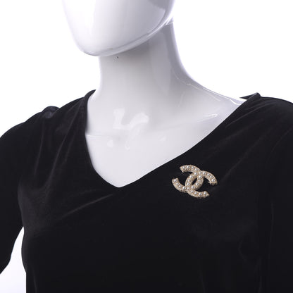 Chanel Pearl Crystal CC Brooch Gold 2 of 5
