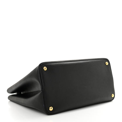 Prada Saffiano Cuir Large Double Bag Black Fuoco 4 of 12