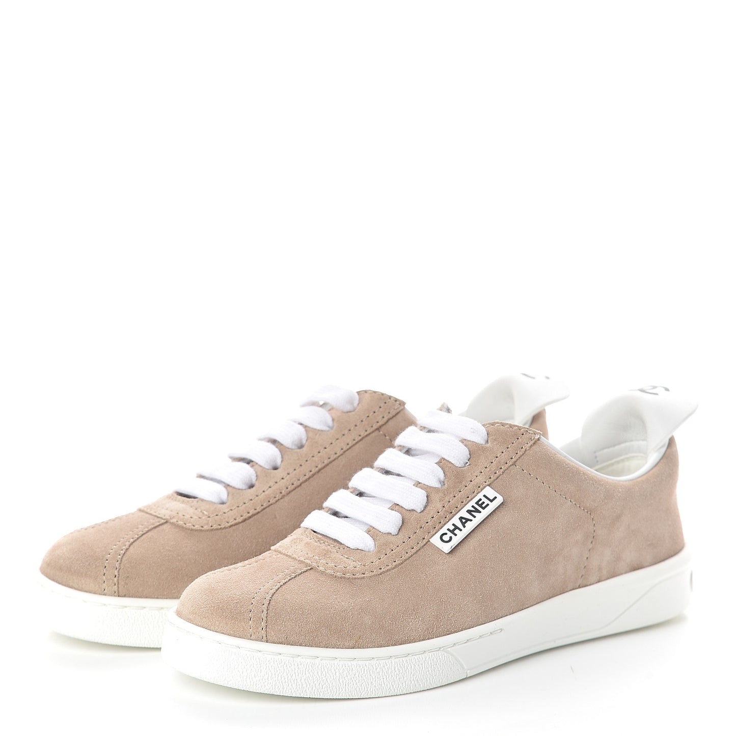 Suede Calfskin Womens Sneakers 36 Dark Beige