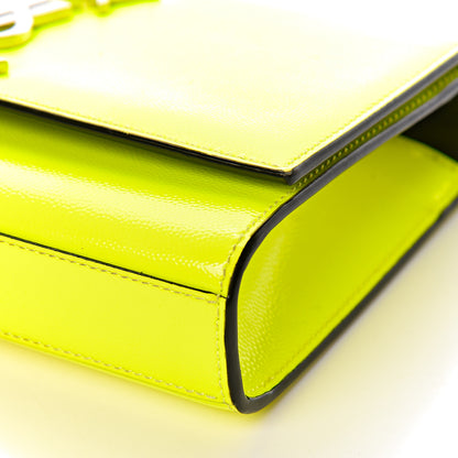 Saint Laurent Patent Grain de Poudre Small Monogram Kate Satchel Neon Yellow 9 of 10