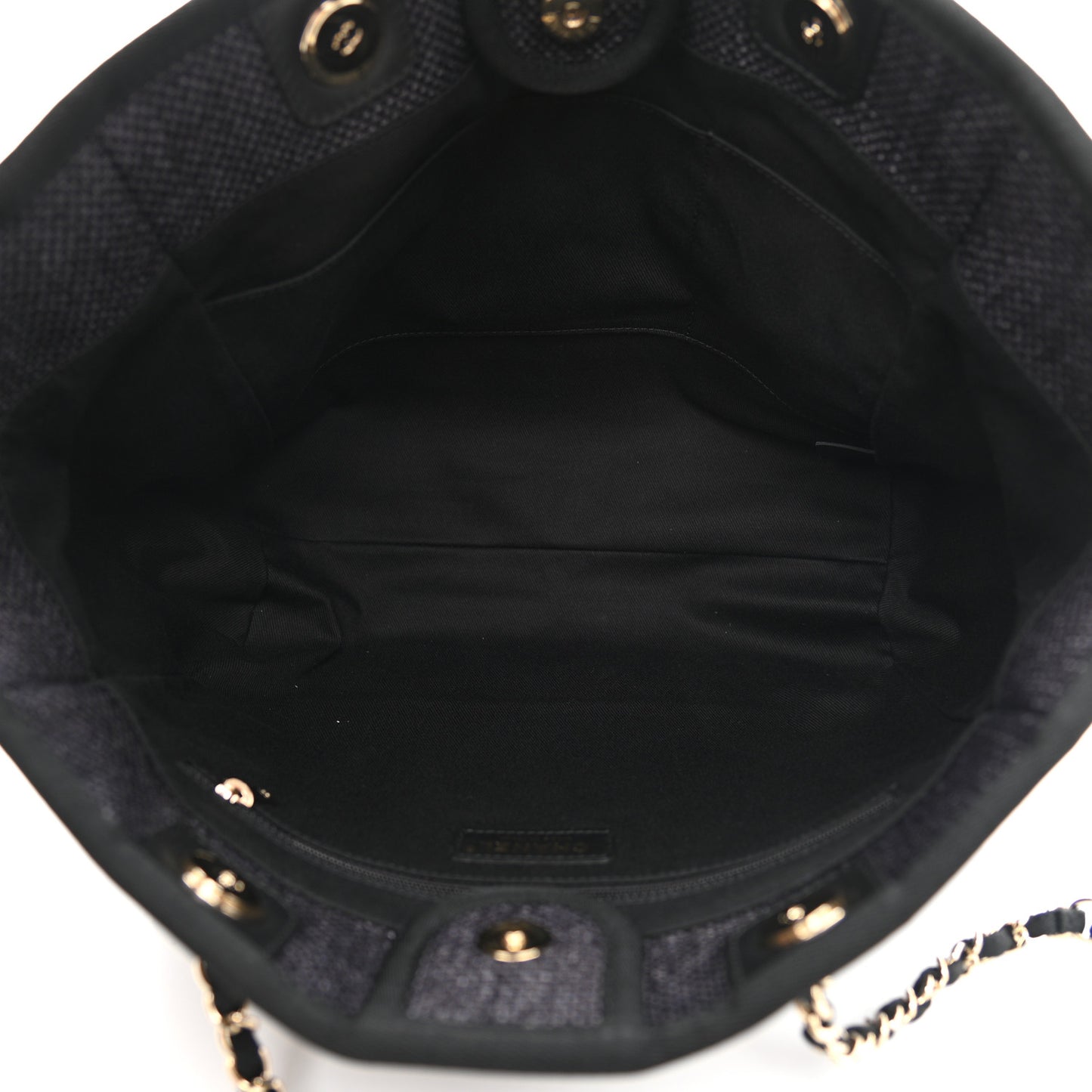 Woven Straw Raffia Small Deauville Tote Black
