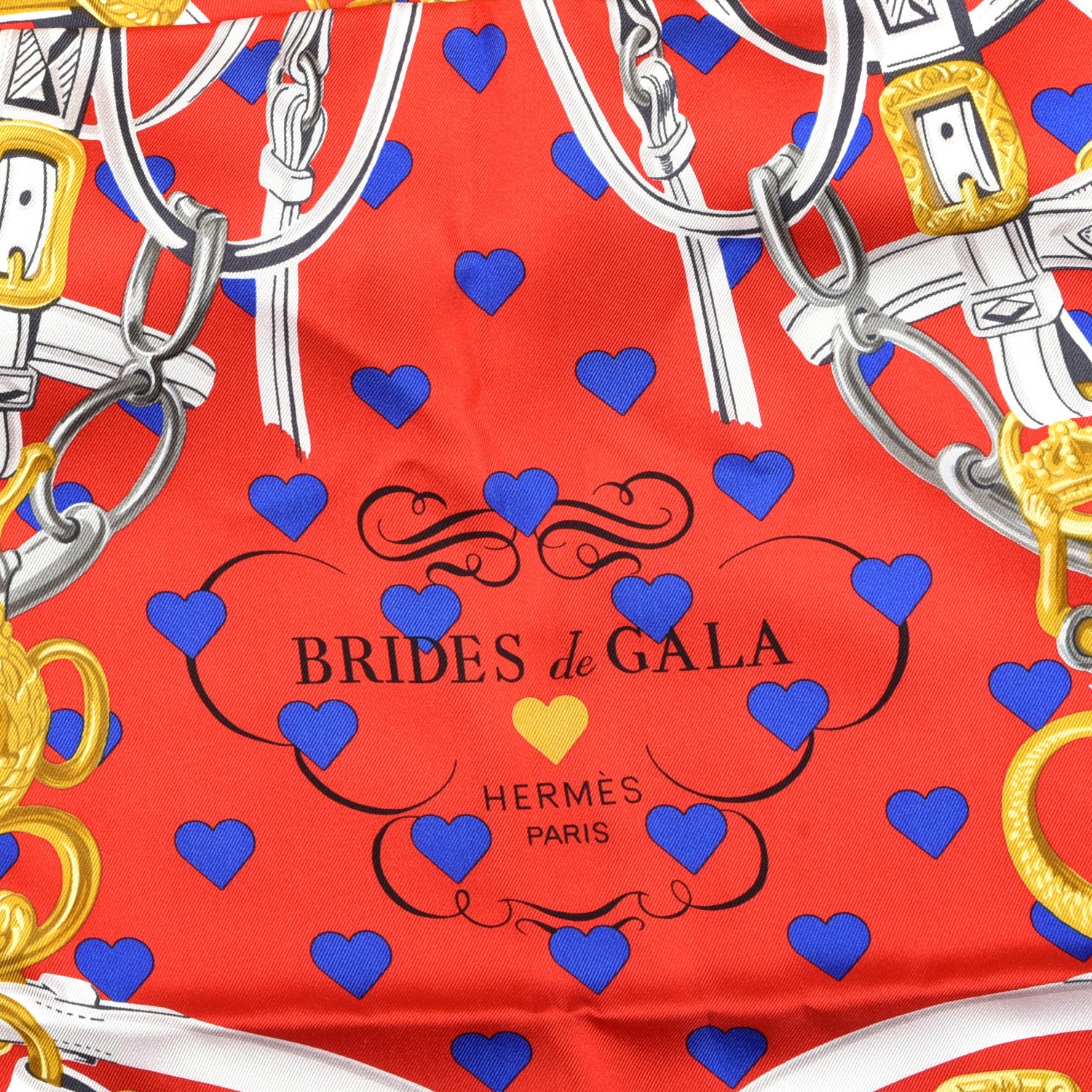 Hermes Silk Brides De Gala Love Scarf 90 Rouge Vif Marine White 2 of 3