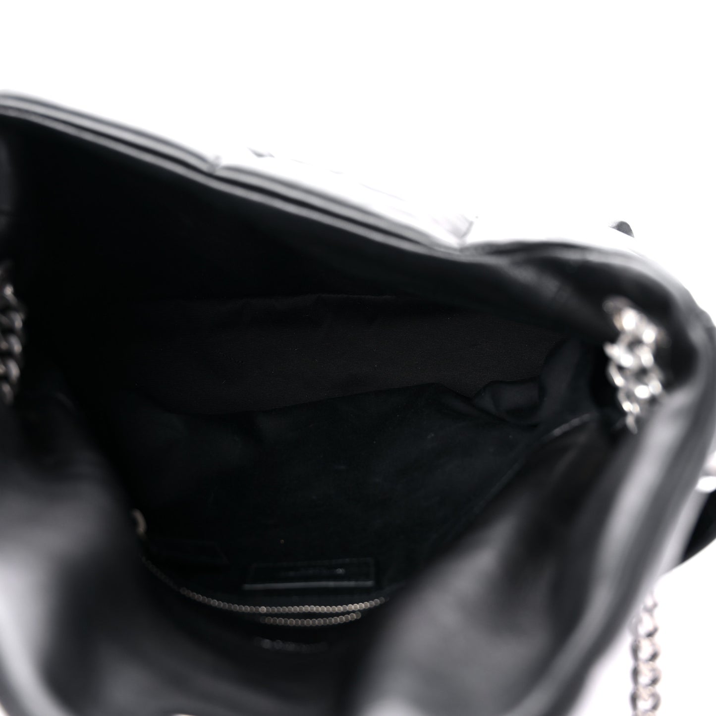 Lambskin Quilted Medium Loulou Puffer Monogram Chain Satchel Black