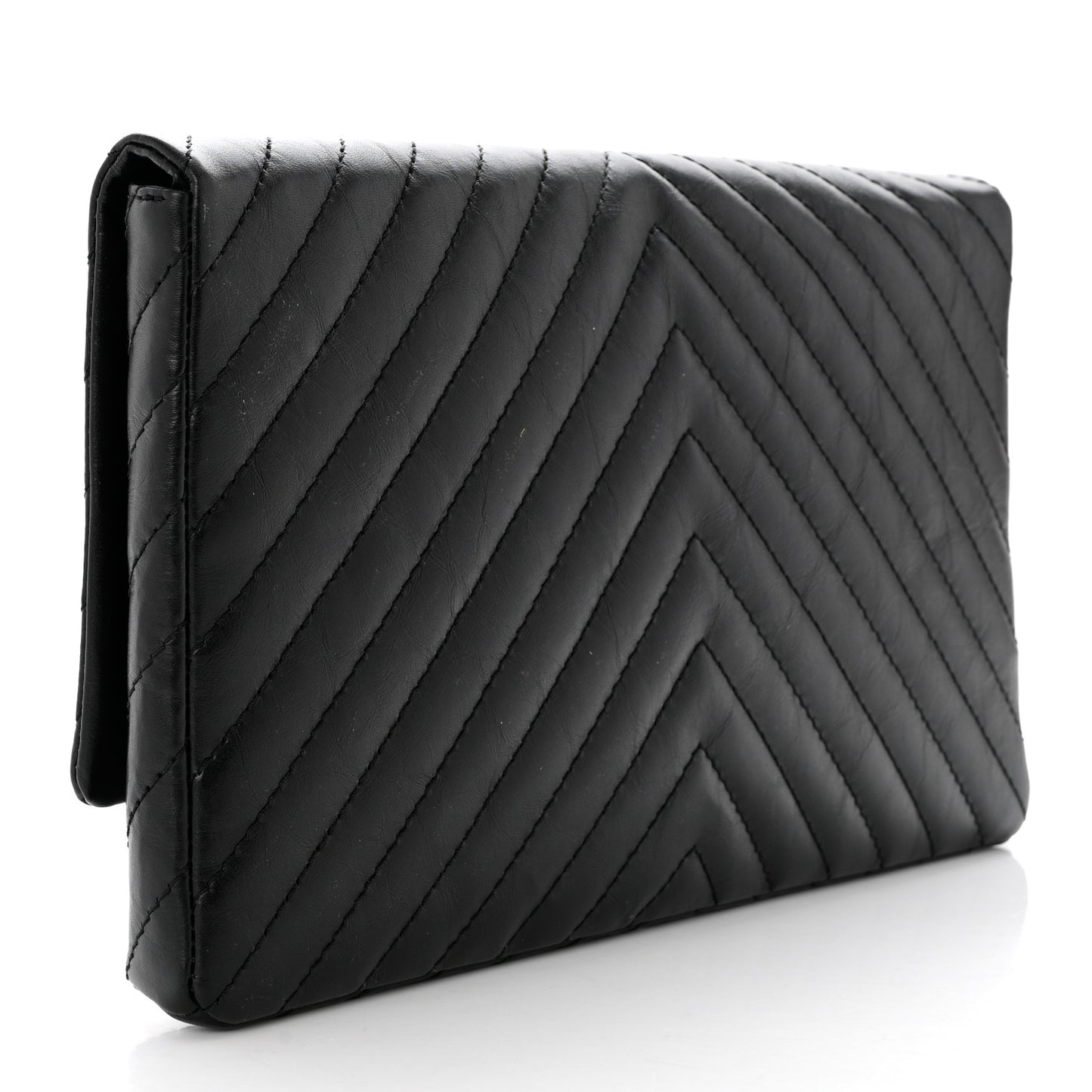 Aged Calfskin Chevron Quilted Reissue 2.55 Clutch Black
