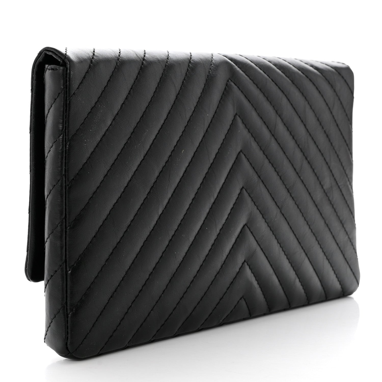 Chanel Aged Calfskin Chevron Quilted Reissue 2.55 Clutch Black 3 of 7
