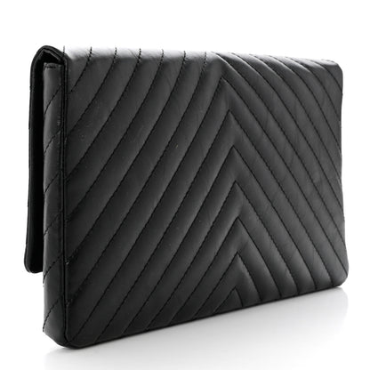 Chanel Aged Calfskin Chevron Quilted Reissue 2.55 Clutch Black 3 of 7