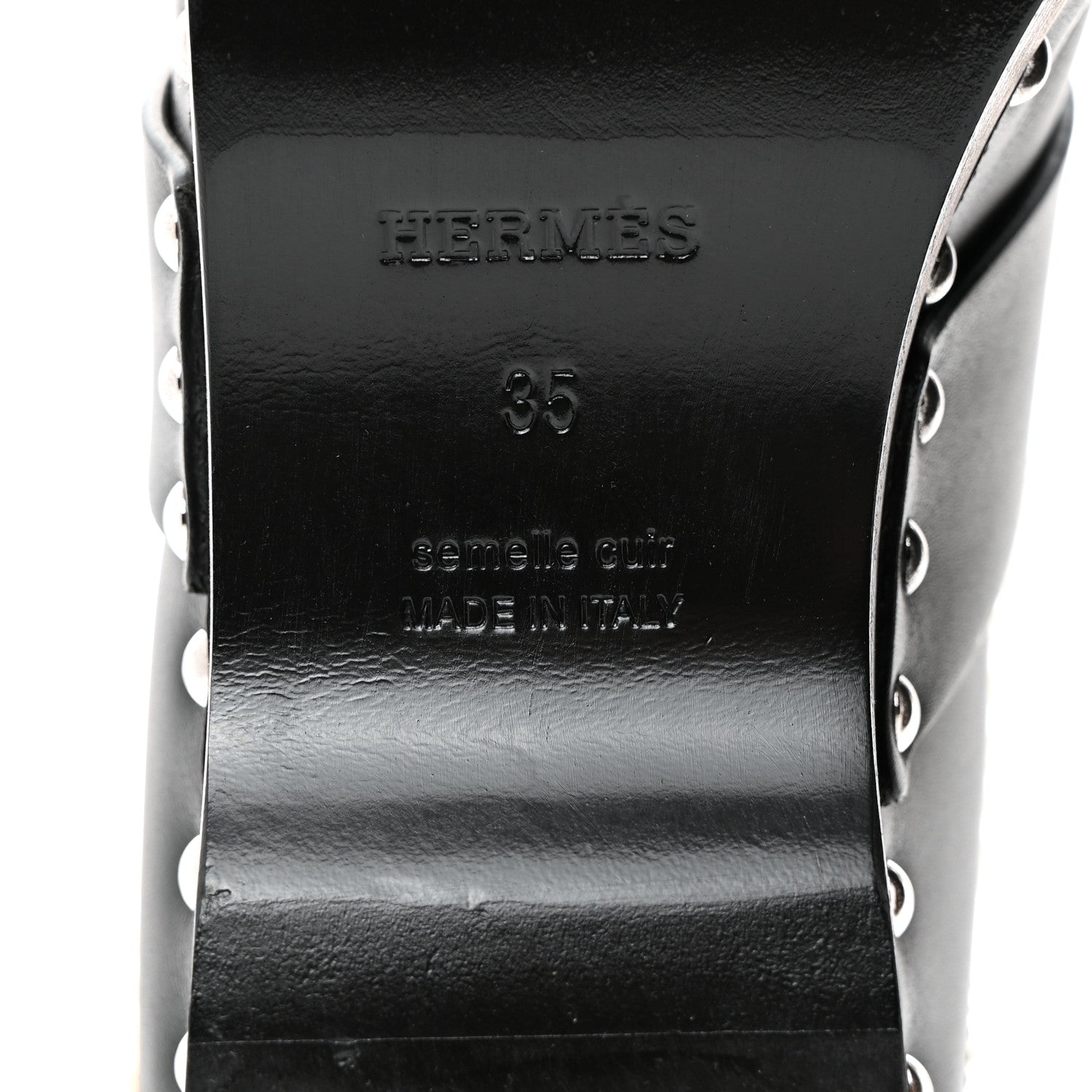Hermes Calfskin Wool Calya Mules 35 Black 6 of 7