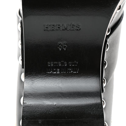 Hermes Calfskin Wool Calya Mules 35 Black 6 of 7