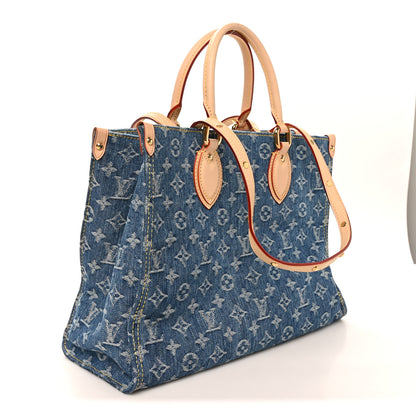 Louis Vuitton Monogram Denim Onthego MM Blue 3 of 9