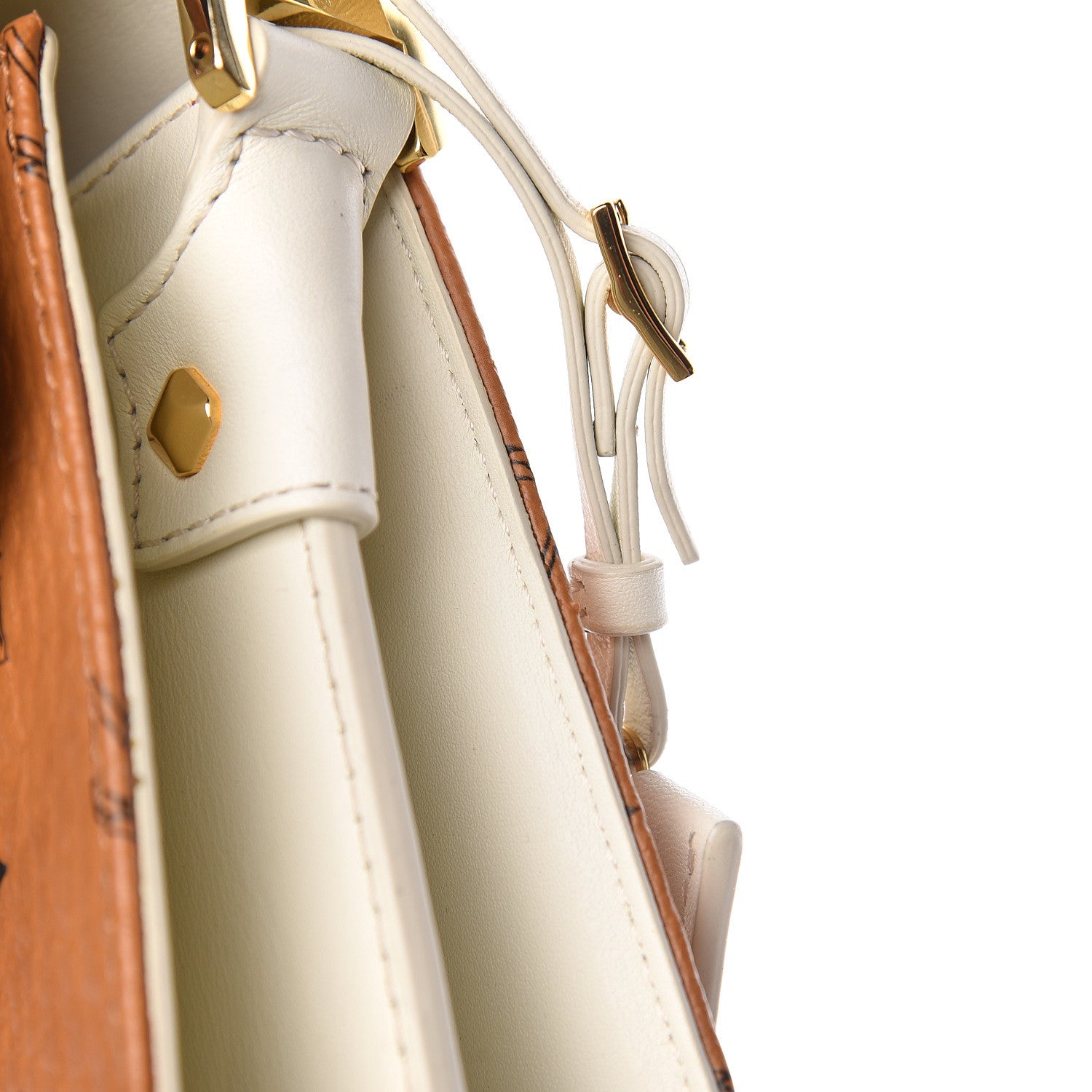 MCM Visetos Calfskin Small Patricia Crossbody Bag Cognac White 14 of 14