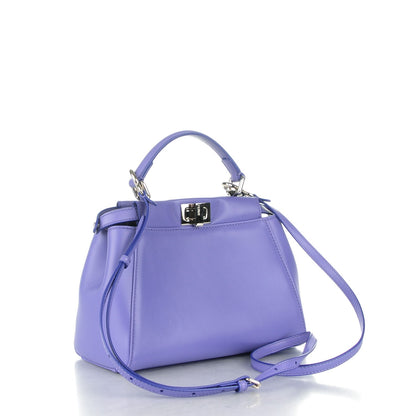 Fendi Nappa Mini Peekaboo Iconic Satchel Viola Cassis 3 of 8