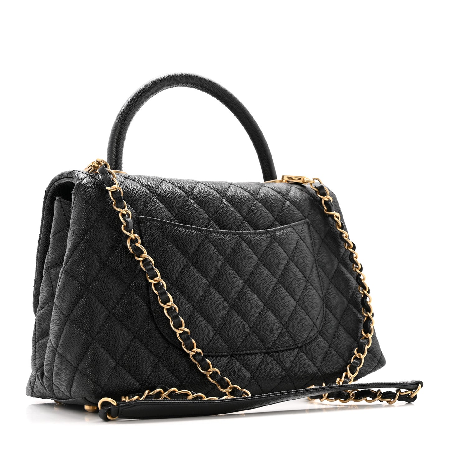 Caviar Quilted Small Coco Handle Flap Black