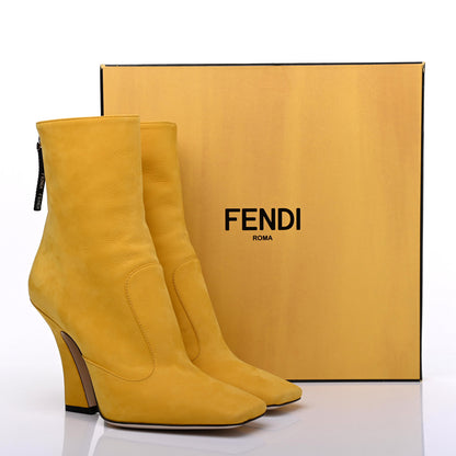 Fendi Nubuck FFreedom High Heel Ankle Boots 36 Yellow 11 of 11