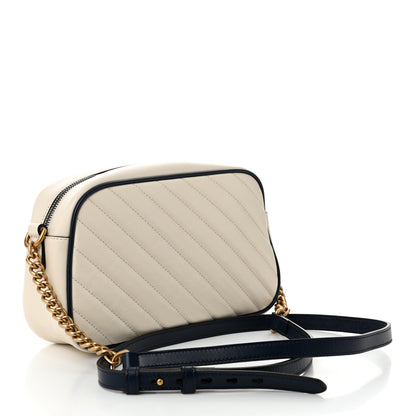 Gucci Vintage Effect Calfskin Matelasse Diagonal Small Torchon GG Marmont Chain Shoulder Bag Mystic White Blue Agata 3 of 10