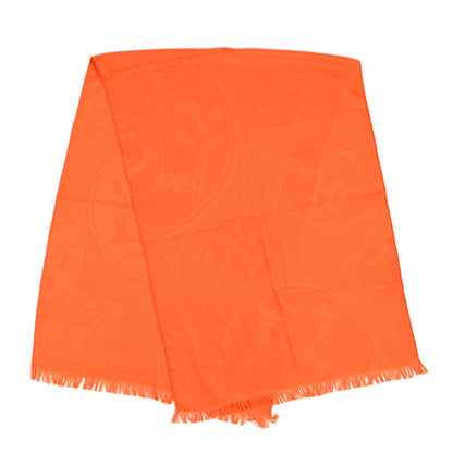 Hermes Cashmere Silk New Libris Stole Orange Exotique 2 of 3