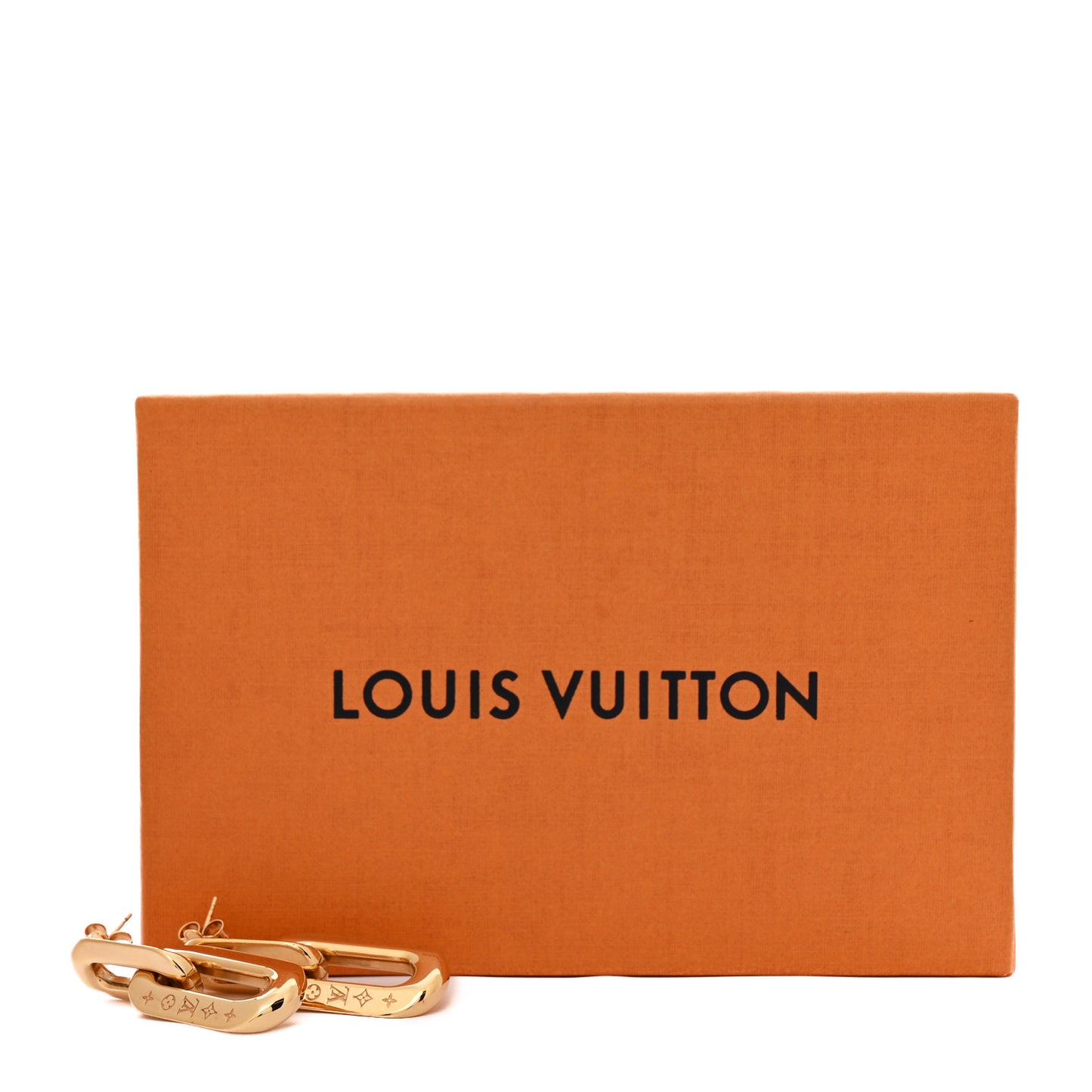 Metal LV Edge Double Hoop Earrings Gold
