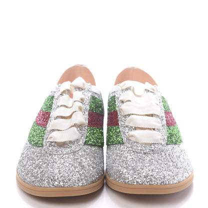 Gucci Glitter Fabric Web Mens Falacer Sneakers 11 Silver 2 of 10
