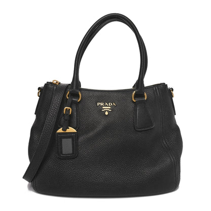 Prada Vitello Phenix Shoulder Bag Black 1 of 9
