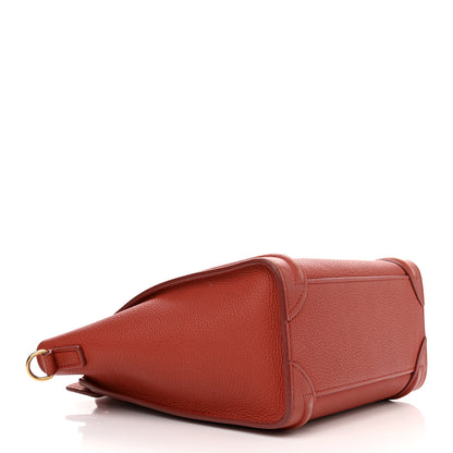 Celine Drummed Calfskin Nano Luggage Red 4 of 17