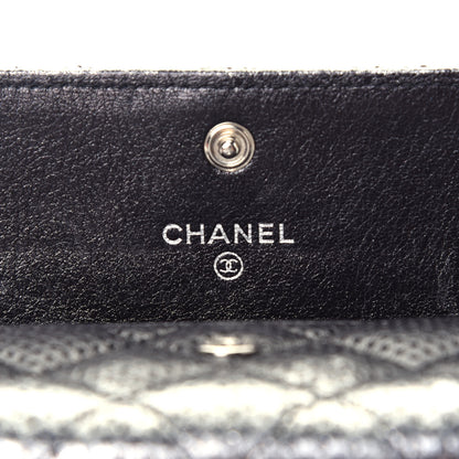 Chanel Metallic Calfskin Perforated Quilted Card Holder Grey 6 of 8