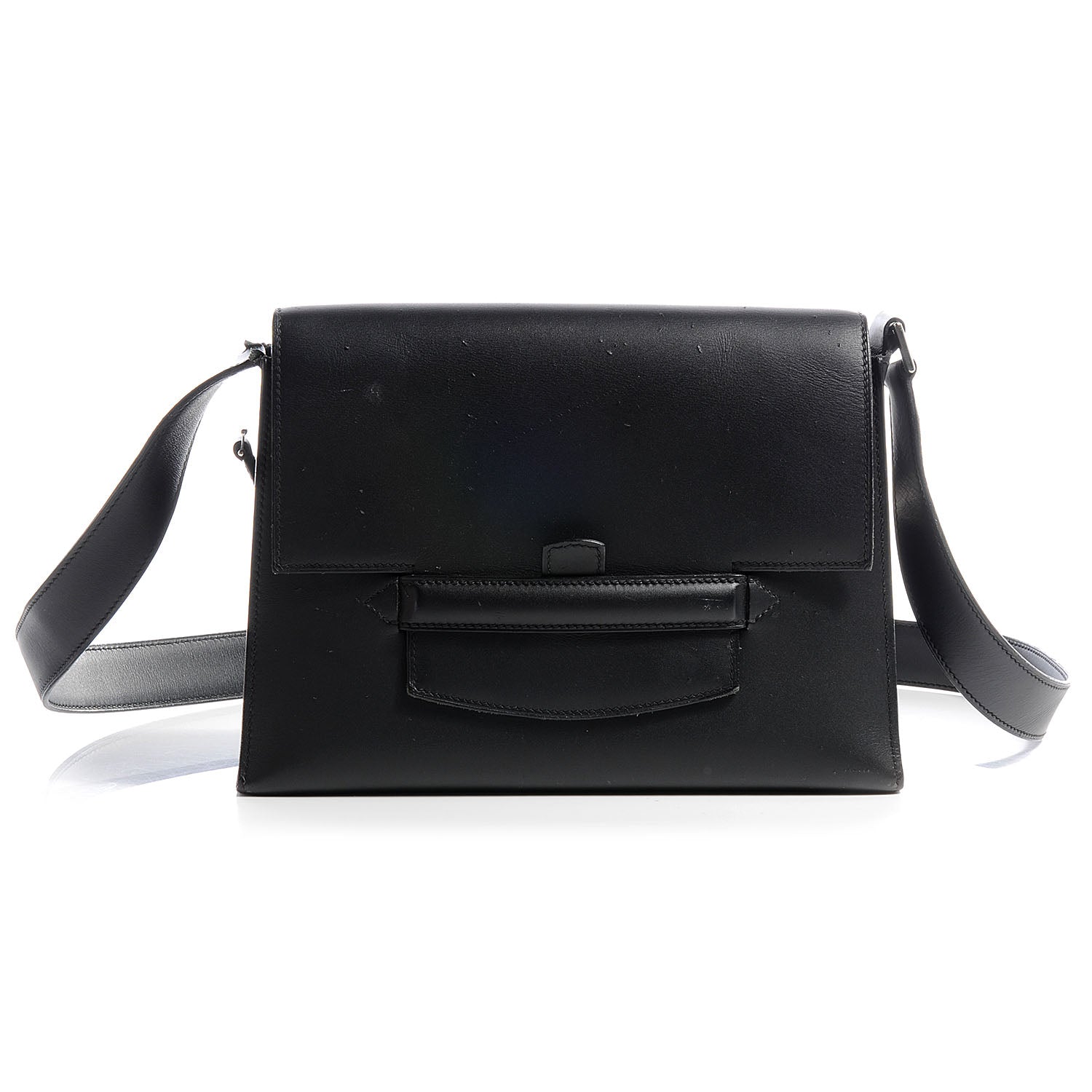 Hermes Box Leather Attelage Messenger Black 1 of 6