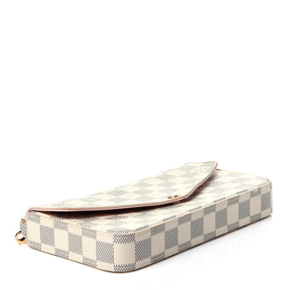 Louis Vuitton Damier Azur Pochette Felicie Chain Wallet Rose Ballerine 4 of 17