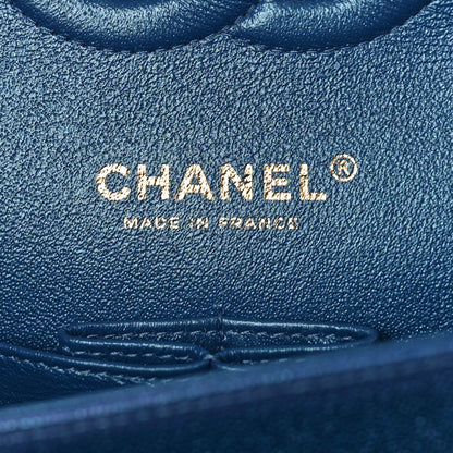 Chanel Iridescent Caviar Quilted Medium Double Flap Dark Blue 6 of 9