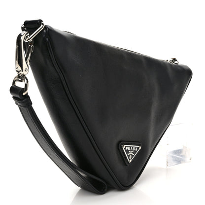 Prada Grace Lux Triangle Logo Embossed Triangle Wristlet Pouch Black 3 of 9