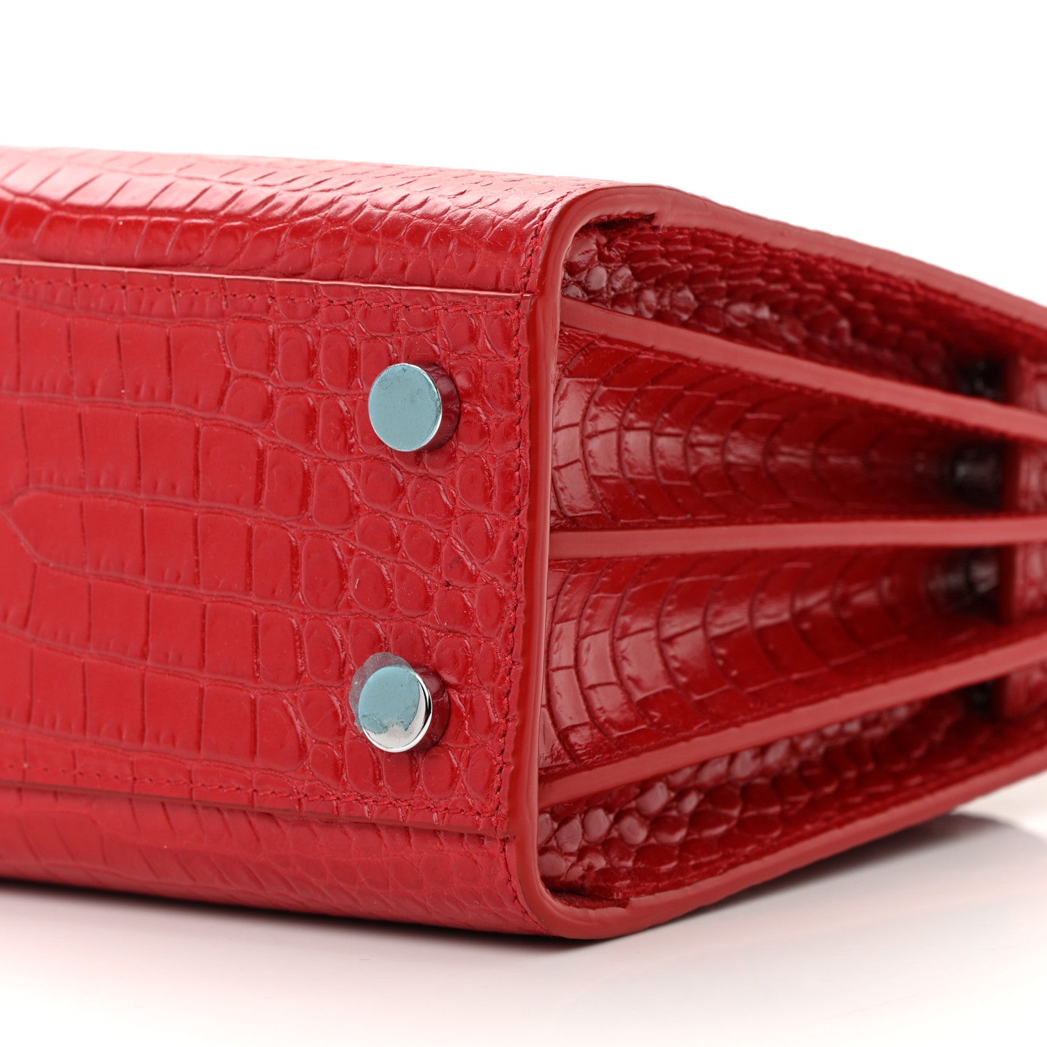 Saint Laurent Calfskin Crocodile Embossed Nano Sac De Jour Red 10 of 13