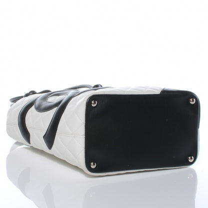 Chanel Calfskin Quilted Medium Cambon Tote White Black 4 of 7