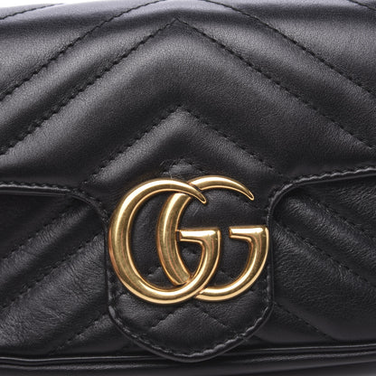 Gucci Calfskin Matelasse Super Mini GG Marmont Shoulder Bag Black 11 of 11