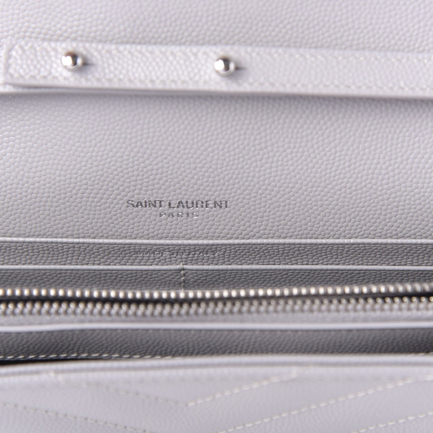 Grain De Poudre Matelasse Chevron Monogram Chain Wallet Light Grey