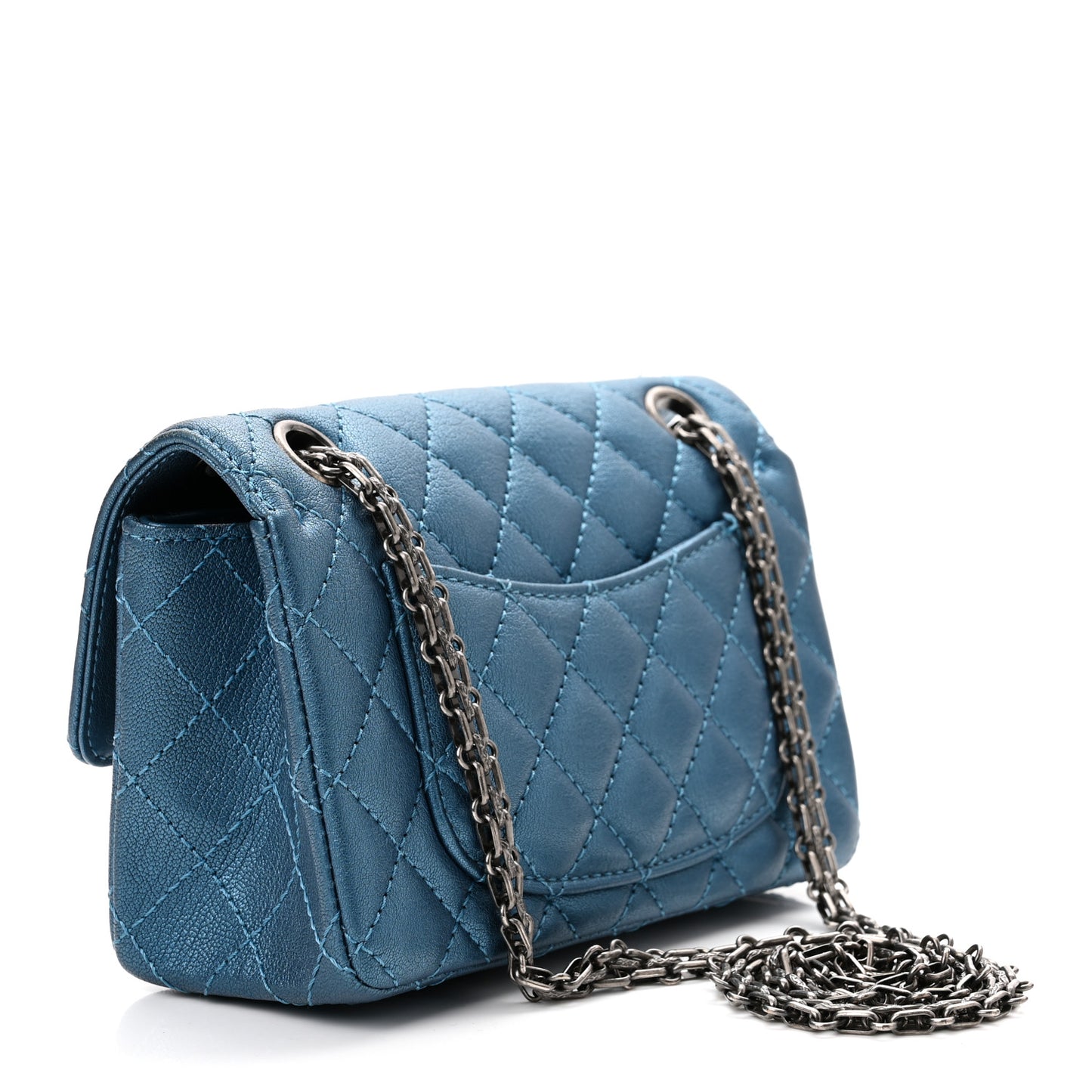 Metallic Sheepskin Quilted 2.55 Reissue Mini Flap Blue