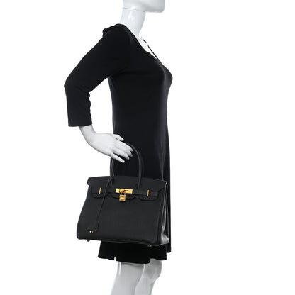 Hermes Togo Horseshoe Birkin 30 Black Rouge Grenat 2 of 11