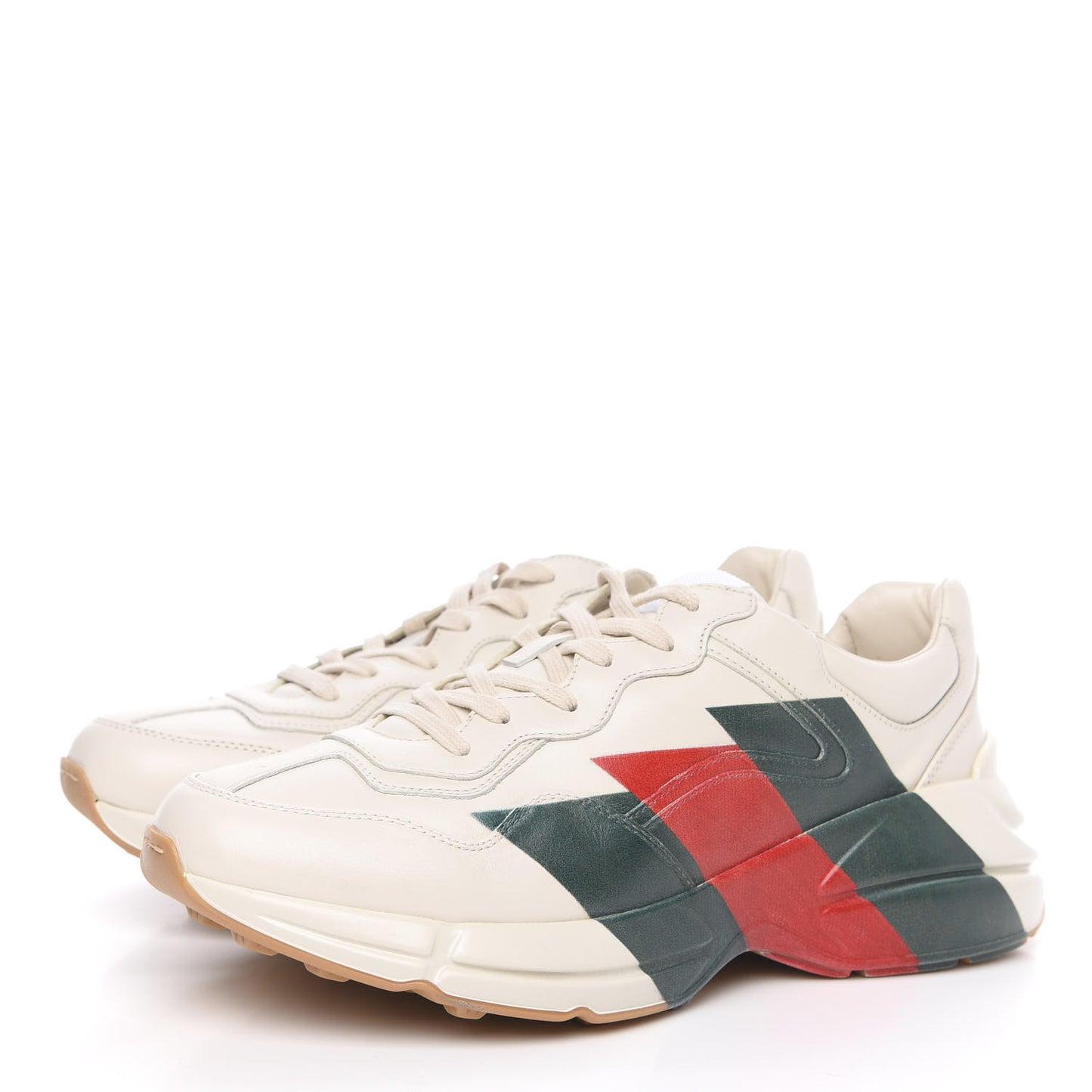 Calfskin Web Printed Mens Rhyton Sneakers 9 Mystic White