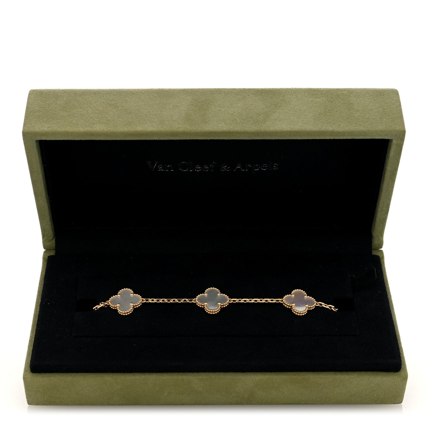 18K Yellow Gold Mother of Pearl 5 Motifs Vintage Alhambra Bracelet