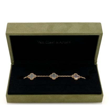 Van Cleef & Arpels 18K Yellow Gold Mother of Pearl 5 Motifs Vintage Alhambra Bracelet 4 of 4