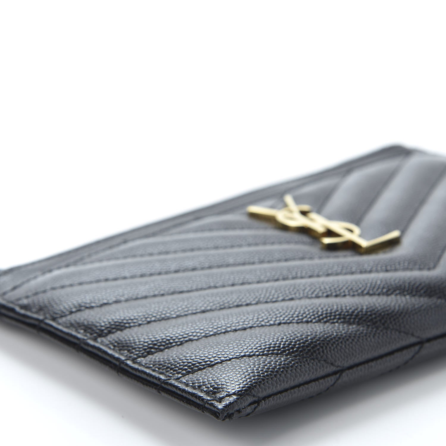 Saint Laurent Grain De Poudre Chevron Monogram Bill Pouch Black 5 of 10
