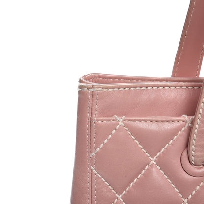 Chanel Calfskin Contrast Stitch Surpique Tote Pink 12 of 19