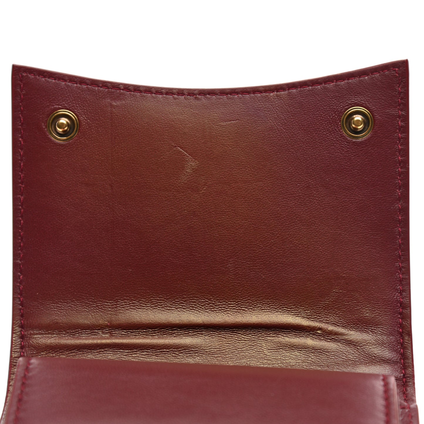 Shiny Calfskin Crocodile Embossed Hourglass Compact Wallet Dark Red